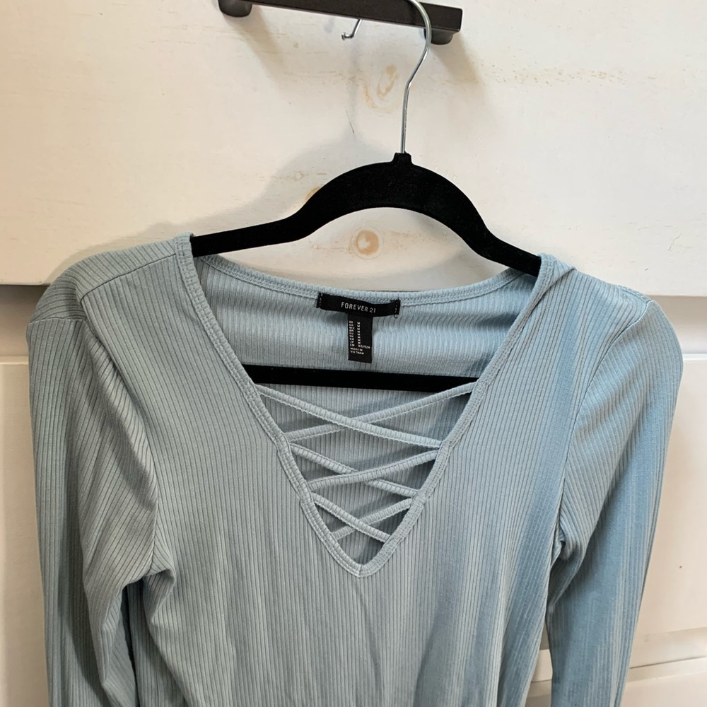Front lace up long sleeve top